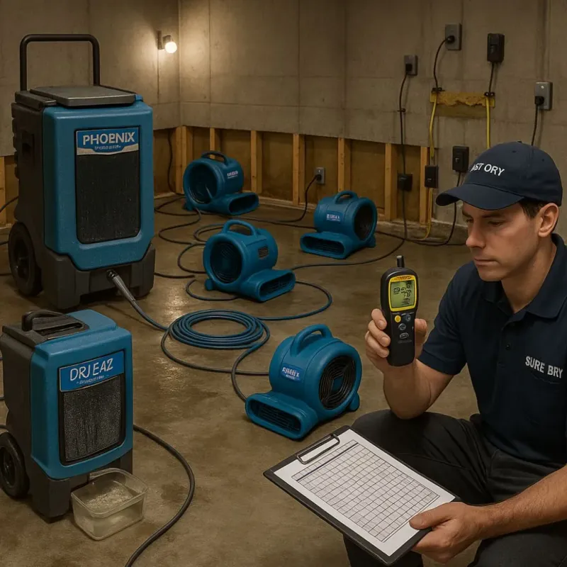 Structural Drying and Dehumidification process in Aromas, CA